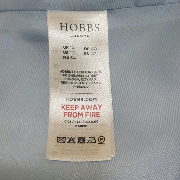 Hobbs London $290 Elize Jacket US 10 Pale Blue Open-Front Collarless 3/4 Sleeve - Picture 7 of 9